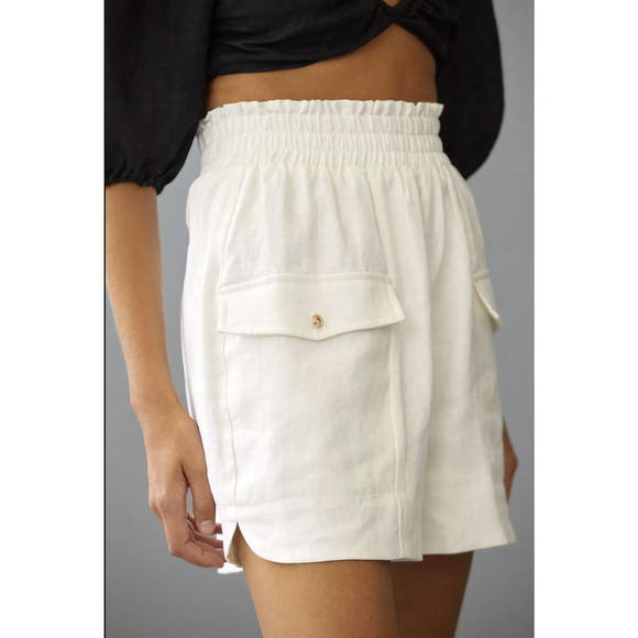 Anthropologie White Linen Rival Shorts | Size Medium New Item - Picture 3 of 3